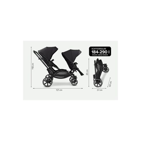 Carucior gemeni Zoom 2 Coal ABC Design, Culoare: Negru, Model: gemeni,poza 10