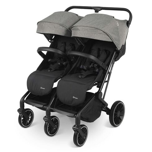 Carucior pliabil pentru gemeni BabyGo GoTwice, Grey, Culoare: Gri/Negru, Model: gemeni