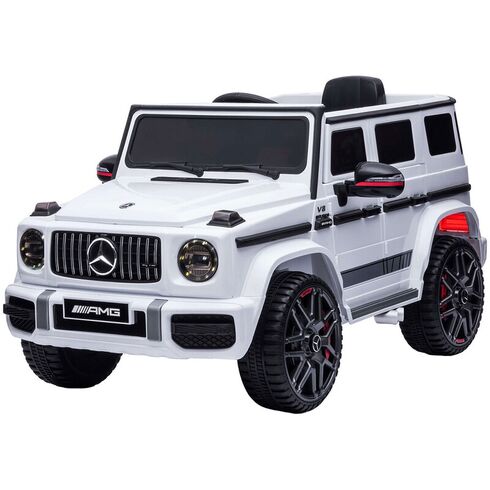 Masinuta electrica Chipolino SUV Mercedes G63 AMG cu scaun din piele si roti EVA white, Culoare: Alb, Capacitate acumulator: 12V