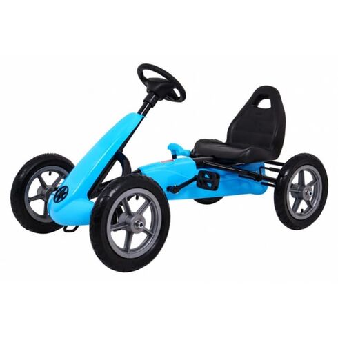 Kart cu pedale si roti gonflabile, varsta 3 ani+, 113x60x65 cm, Gokart STAR - Albastru, Culoare: Albastru,poza 2