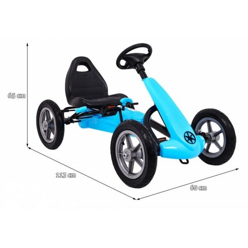 Kart cu pedale si roti gonflabile, varsta 3 ani+, 113x60x65 cm, Gokart STAR - Albastru, Culoare: Albastru,poza 5