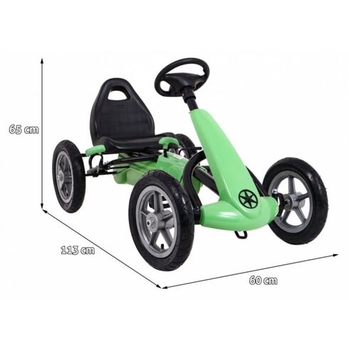 Kart cu pedale si roti gonflabile, varsta 3 ani+, 113x60x65 cm, Gokart STAR - Verde, Culoare: Verde - poza 6 - ExclusivMAG.ro