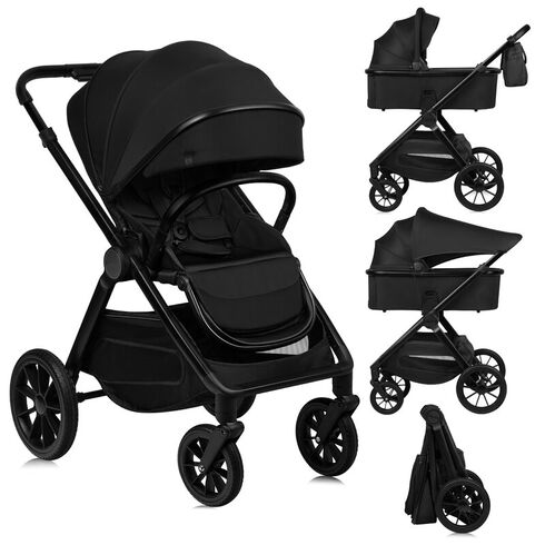 Carucior 2 in 1, Lionelo, Layla, Pana la 22 kg, Negru, Culoare: Negru, Model: 2 in 1,poza 2