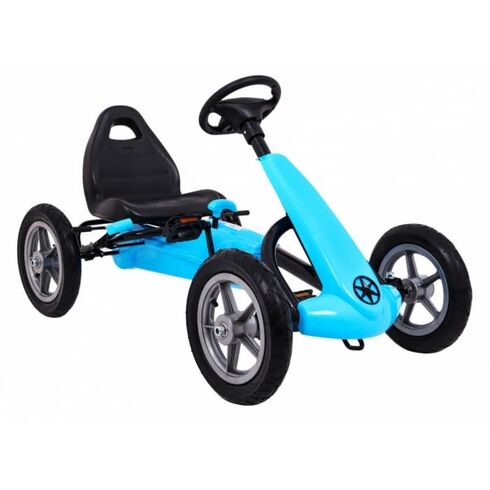 Kart cu pedale si roti gonflabile, varsta 3 ani+, 113x60x65 cm, Gokart STAR - Albastru, Culoare: Albastru