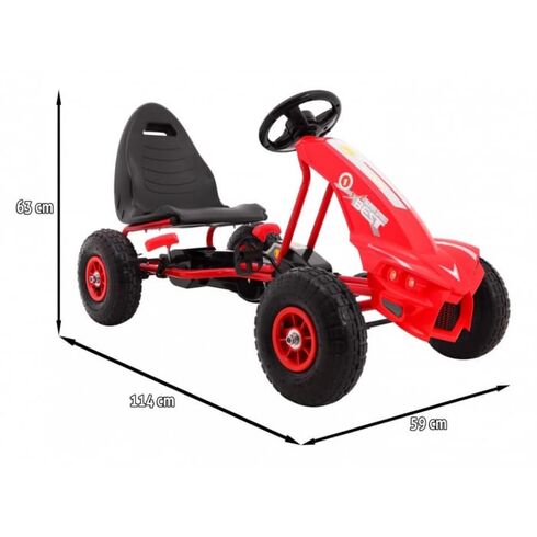 Kart cu pedale si roti gonflabile, varsta 3 ani+, 114x59x63 cm, Gokart CHAMPION - Rosu, Culoare: Rosu,poza 2