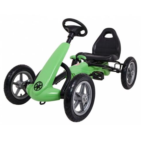 Kart cu pedale si roti gonflabile, varsta 3 ani+, 113x60x65 cm, Gokart STAR - Verde, Culoare: Verde - poza 2 - ExclusivMAG.ro