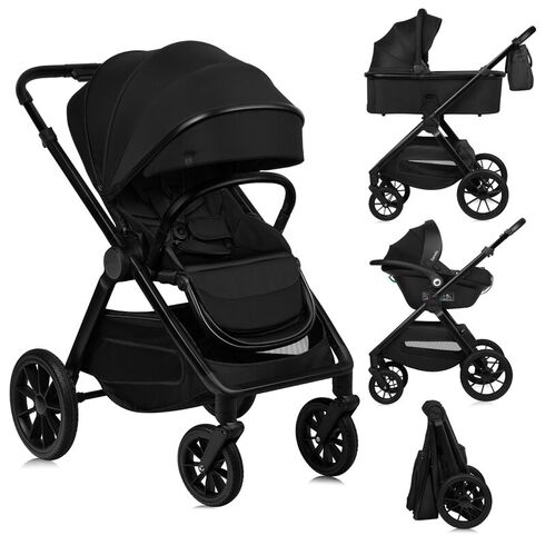 Carucior 3 in 1, Lionelo, Layla, Pana la 22 kg, Negru, Culoare: Negru, Model: 3 in 1,poza 2
