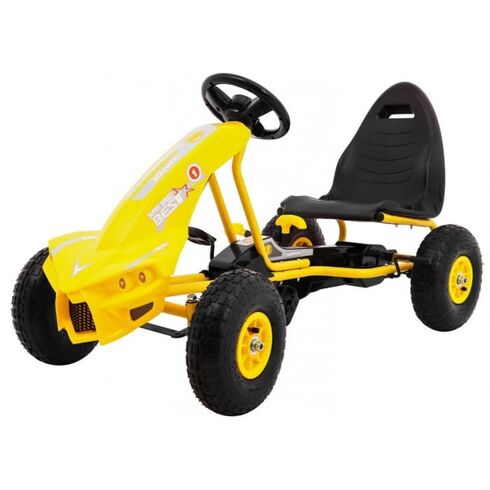 Kart cu pedale si roti gonflabile, varsta 3 ani+, 114x59x63 cm, Gokart CHAMPION - Galben, Culoare: Galben