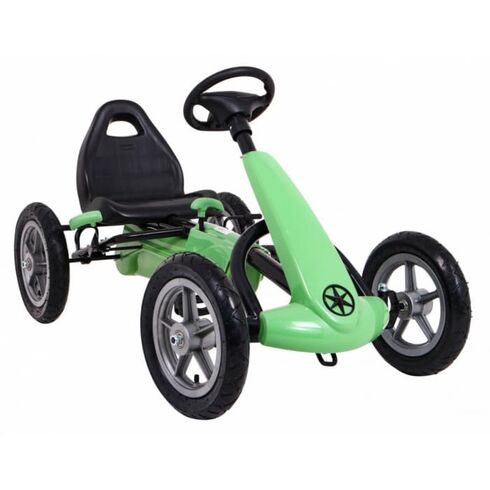 Kart cu pedale si roti gonflabile, varsta 3 ani+, 113x60x65 cm, Gokart STAR - Verde, Culoare: Verde  - ExclusivMAG.ro