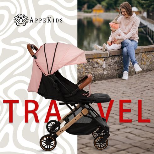 Carucior Sport AppeKids Travel, Ultracompact, Tip Troller - Pink, Culoare: Roz, Model: sport,poza 6  - ExclusivMAG.ro Carucior Sport AppeKids Travel, Ultracompact, Tip Troller - Pink, Culoare: Roz, Model: sport,poza 6