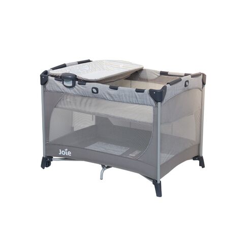 Patut pliant Joie Commuter Change Gray Stripes, cu cosulet detasabil inclus, Culoare: Gri deschis, Dimensiuni: 105x70