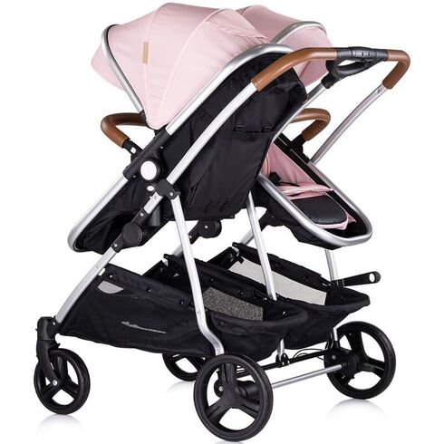 Carucior gemeni Chipolino Duo Smart 2 in 1 pink marshmallow, Culoare: Roz, Model: gemeni,poza 3