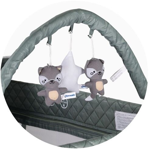 Patut pliabil cu saltea de infasat Chipolino Luna basil, Culoare: Verde, Dimensiuni: 120x60,poza 3