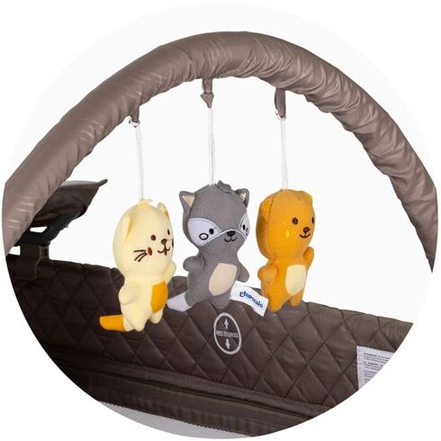 Patut pliabil cu saltea de infasat Chipolino Luna tiramisu, Culoare: Crem, Dimensiuni: 120x60,poza 3