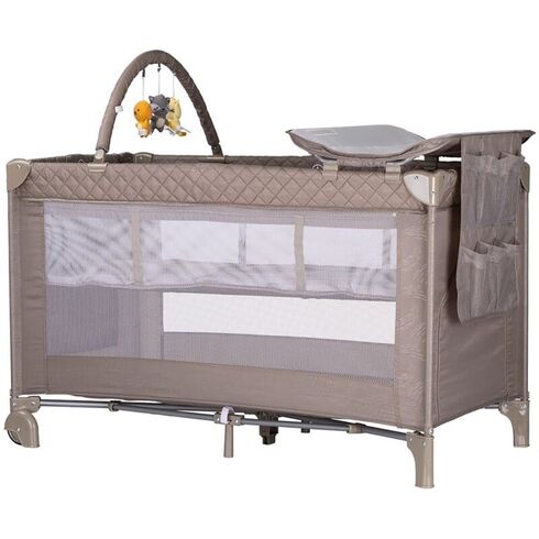 Patut pliabil cu saltea de infasat Chipolino Luna tiramisu, Culoare: Crem, Dimensiuni: 120x60