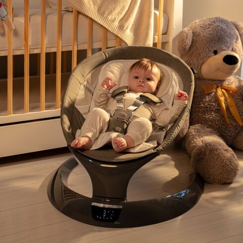 Leagan electric pentru bebelusi, cu spatar reglabil si senzor de miscare, AppeKids Evoque - Powder Grey, Culoare: Gri,poza 5