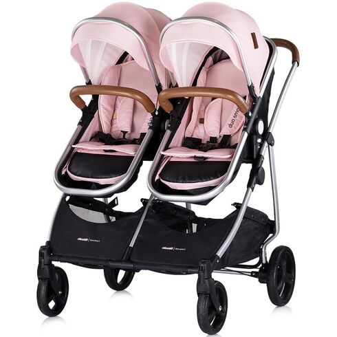 Carucior gemeni Chipolino Duo Smart 2 in 1 pink marshmallow, Culoare: Roz, Model: gemeni,poza 4