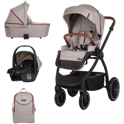 Carucior Chipolino Prestige 3 in 1 tiramisu, Culoare: Crem, Model: 3 in 1