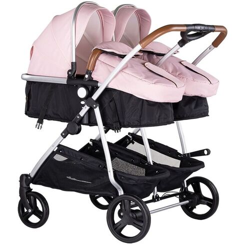 Carucior gemeni Chipolino Duo Smart 2 in 1 pink marshmallow, Culoare: Roz, Model: gemeni