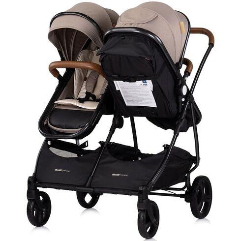 Carucior gemeni Chipolino Duo Smart 2 in 1 tiramisu, Culoare: Gri, Model: gemeni,poza 4