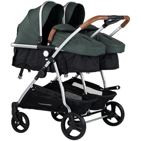 Carucior gemeni Chipolino Duo Smart 2 in 1 basil, Culoare: Verde, Model: gemeni