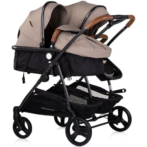 Carucior gemeni Chipolino Duo Smart 3 in 1 tiramisu, Culoare: Crem, Model: gemeni,poza 3