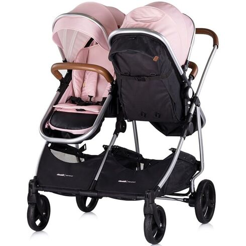 Carucior gemeni Chipolino Duo Smart 3 in 1 pink marshmallow, Culoare: Roz, Model: gemeni,poza 5