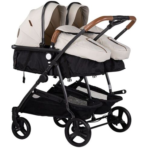 Carucior gemeni Chipolino Duo Smart 2 in 1 biscotta, Culoare: Gri deschis, Model: gemeni