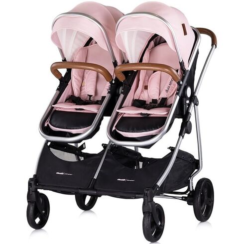 Carucior gemeni Chipolino Duo Smart 3 in 1 pink marshmallow, Culoare: Roz, Model: gemeni,poza 7