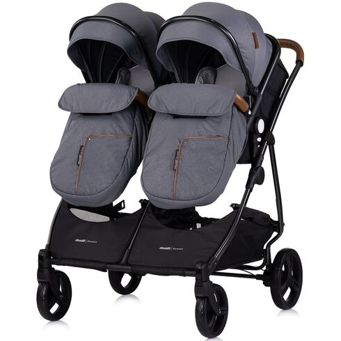Carucior gemeni Chipolino Duo Smart 3 in 1 cloud, Culoare: Gri/Negru, Model: gemeni,poza 8