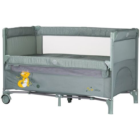 Patut pliabil Chipolino Relax basil cu laterala culisanta, Culoare: Verde, Dimensiuni: 120x60