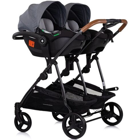 Carucior gemeni Chipolino Duo Smart 3 in 1 cloud, Culoare: Gri/Negru, Model: gemeni,poza 11
