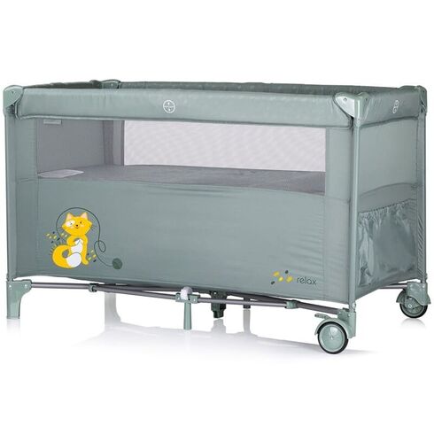 Patut pliabil Chipolino Relax basil cu laterala culisanta, Culoare: Verde, Dimensiuni: 120x60,poza 3