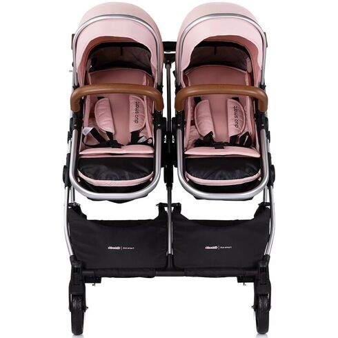 Carucior gemeni Chipolino Duo Smart 3 in 1 pink marshmallow, Culoare: Roz, Model: gemeni,poza 9