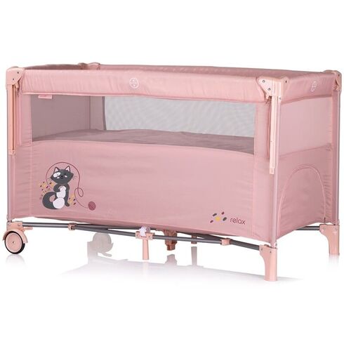 Patut pliabil Chipolino Relax pink marshmallow cu laterala culisanta, Culoare: Roz, Dimensiuni: 120x60,poza 2