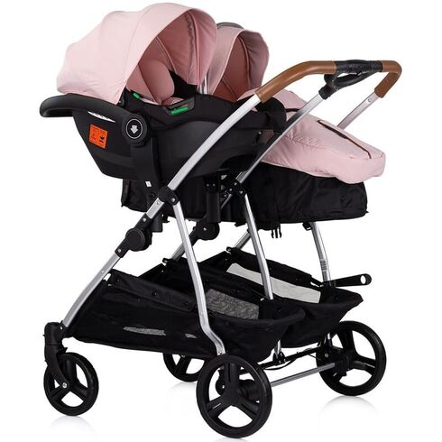 Carucior gemeni Chipolino Duo Smart 3 in 1 pink marshmallow, Culoare: Roz, Model: gemeni,poza 10