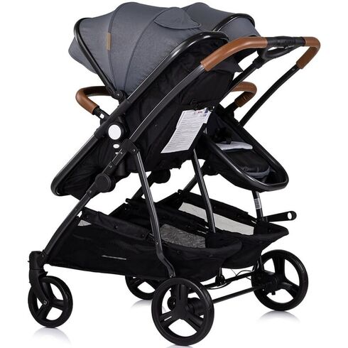 Carucior gemeni Chipolino Duo Smart 2 in 1 cloud, Culoare: Gri/Negru, Model: gemeni,poza 3