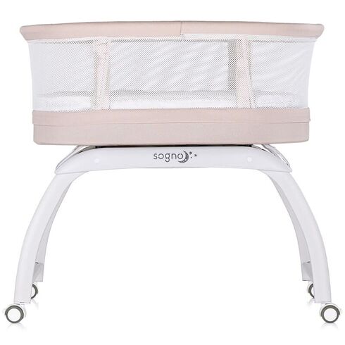 Patut cu leganare si cantar integrat Chipolino Sogno 2 in 1 macadamia, Culoare: Bej, Dimensiuni: 95x65,poza 4