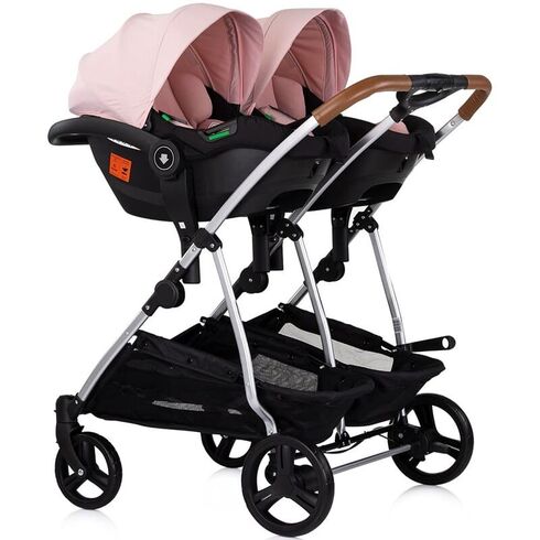 Carucior gemeni Chipolino Duo Smart 3 in 1 pink marshmallow, Culoare: Roz, Model: gemeni,poza 11