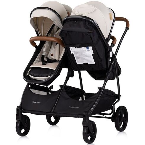 Carucior gemeni Chipolino Duo Smart 3 in 1 biscotta, Culoare: Bej, Model: gemeni,poza 5
