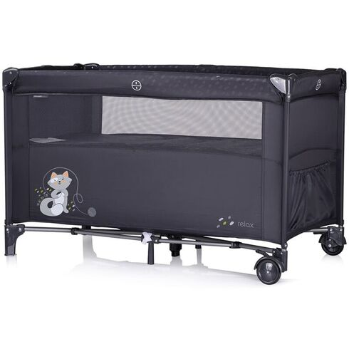Patut pliabil Chipolino Relax anthracite cu laterala culisanta, Culoare: Negru, Dimensiuni: 120x60,poza 3