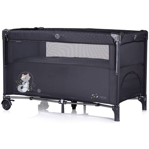 Patut pliabil Chipolino Relax anthracite cu laterala culisanta, Culoare: Negru, Dimensiuni: 120x60,poza 2