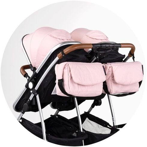 Carucior gemeni Chipolino Duo Smart 2 in 1 pink marshmallow, Culoare: Roz, Model: gemeni,poza 7