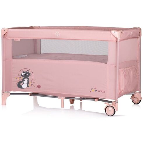 Patut pliabil Chipolino Relax pink marshmallow cu laterala culisanta, Culoare: Roz, Dimensiuni: 120x60,poza 3