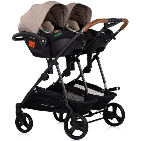 Carucior gemeni Chipolino Duo Smart 3 in 1 tiramisu, Culoare: Crem, Model: gemeni,poza 11