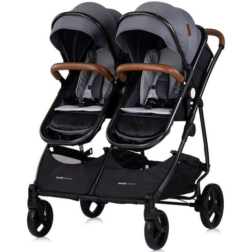 Carucior gemeni Chipolino Duo Smart 2 in 1 cloud, Culoare: Gri/Negru, Model: gemeni,poza 6