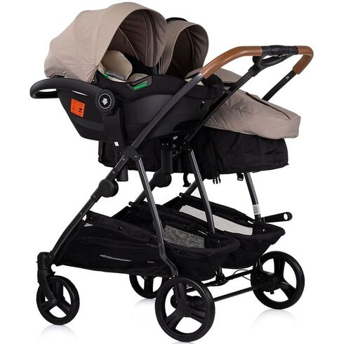 Carucior gemeni Chipolino Duo Smart 3 in 1 tiramisu, Culoare: Crem, Model: gemeni,poza 10