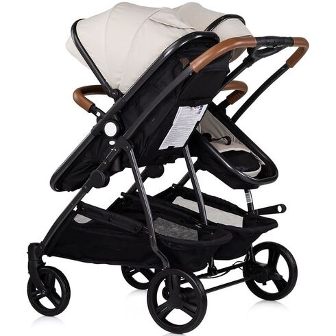 Carucior gemeni Chipolino Duo Smart 3 in 1 biscotta, Culoare: Bej, Model: gemeni,poza 4