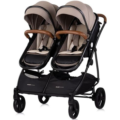 Carucior gemeni Chipolino Duo Smart 2 in 1 tiramisu, Culoare: Gri, Model: gemeni,poza 6