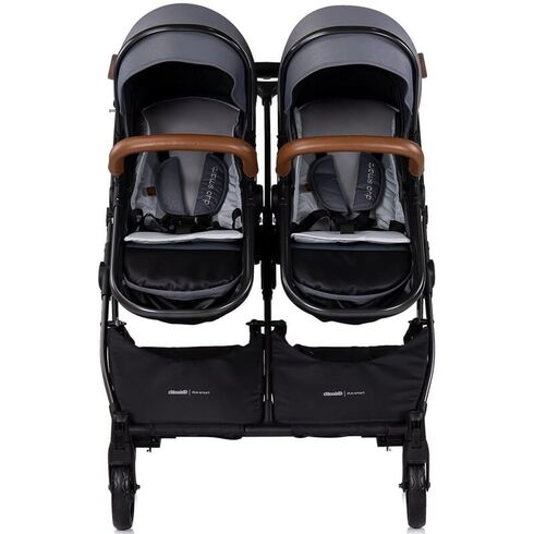 Carucior gemeni Chipolino Duo Smart 2 in 1 cloud, Culoare: Gri/Negru, Model: gemeni,poza 8